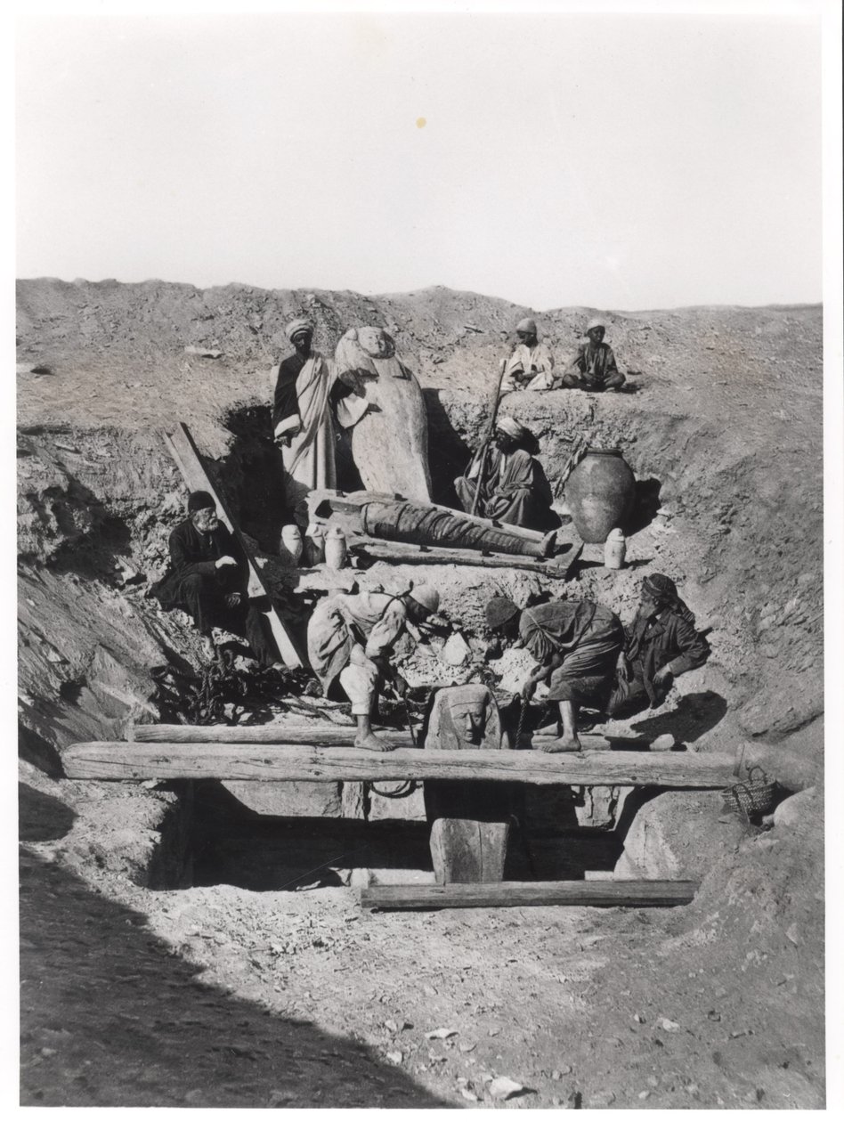 An excavation in Saqqara, from a book by Auguste Mariette published in 1893 by French Photographer