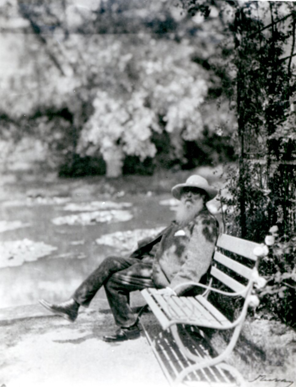 Claude Monet in His Garden at Giverny by French Photographer