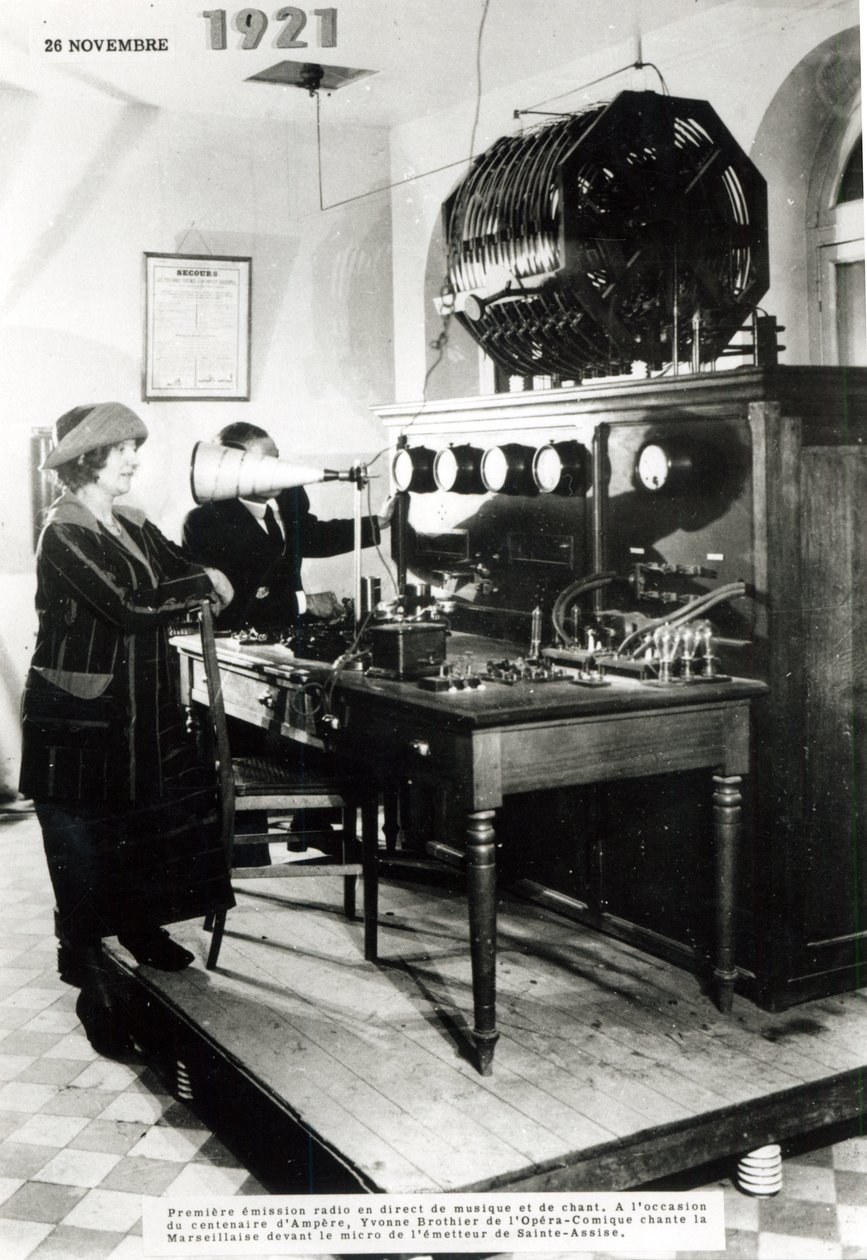 First French public radio broadcast from the radio station of Sainte-Assise on 26th November 1921 by French Photographer
