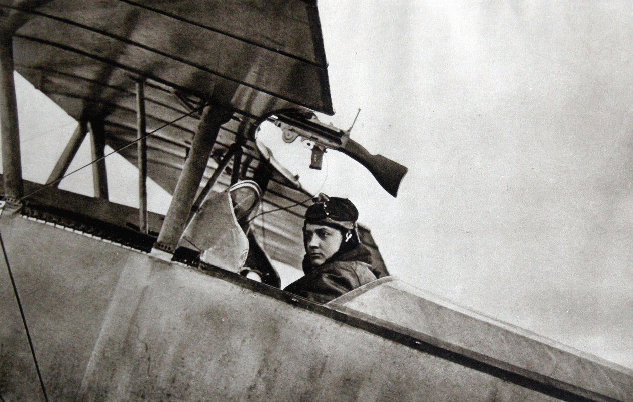 Guynemer in his Nieuport 10 fighter plane, 1916 by French Photographer