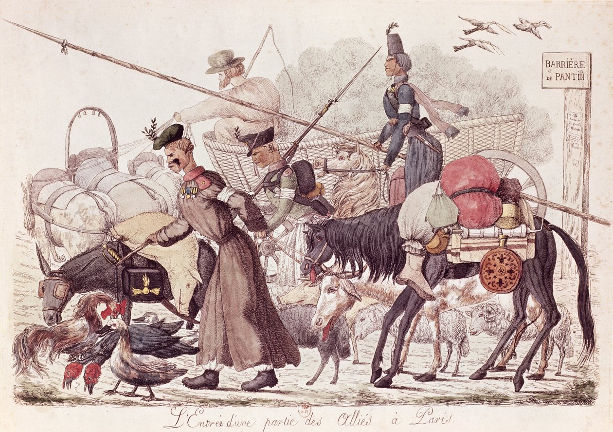 Caricature Depicting the Entry into Paris of a Part of the Allied Troops, 1814 by French School