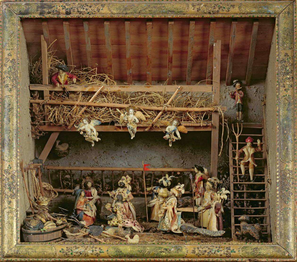 Crib with Figures Made from Bread by French School