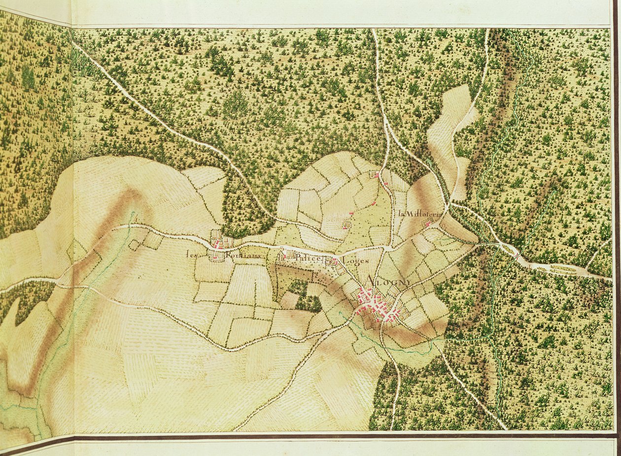 Map of the area of Bourges by French School