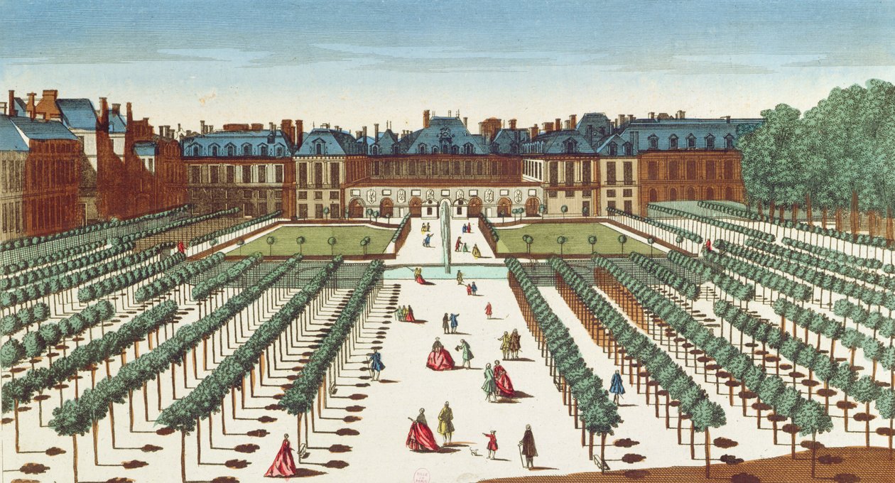 Perspective View of the Palais Royal from the Gardens by French School