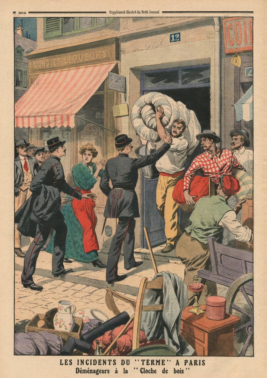 Problems of term in Paris, clandestine removal men, illustration from 