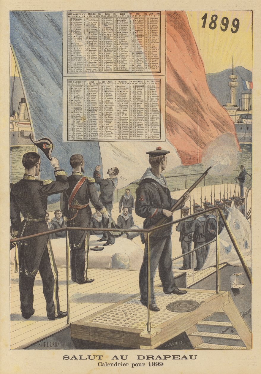 Salute to the Flag. Calendar for 1899 by French School