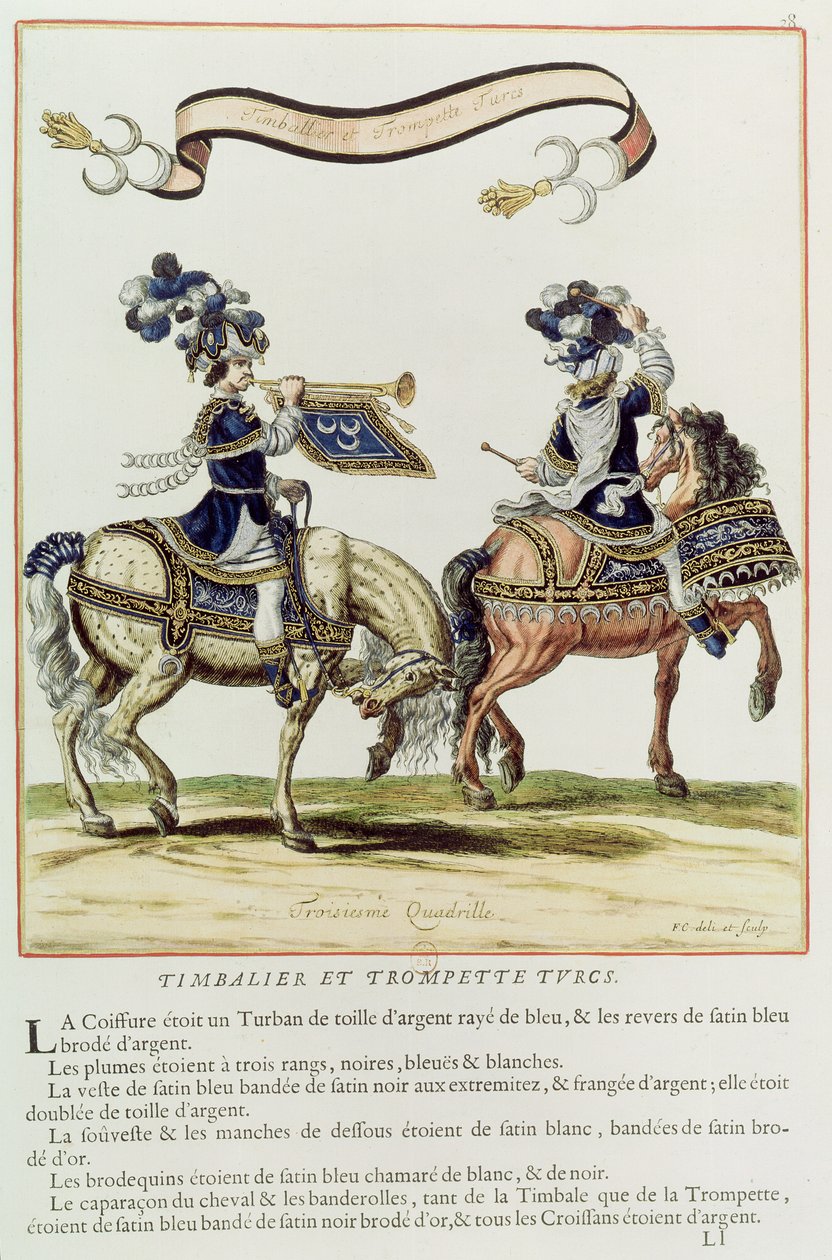 Turkish Drummer and Trumpeter, Part of the Carousel Given by Louis XIV in Front of the Tuileries, 5th June 1662 by French School