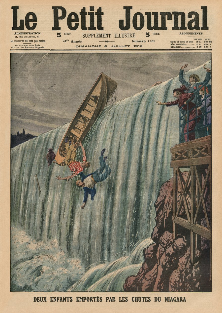 Two Children Carried Along by the Niagara Falls, Front Cover Illustration from 