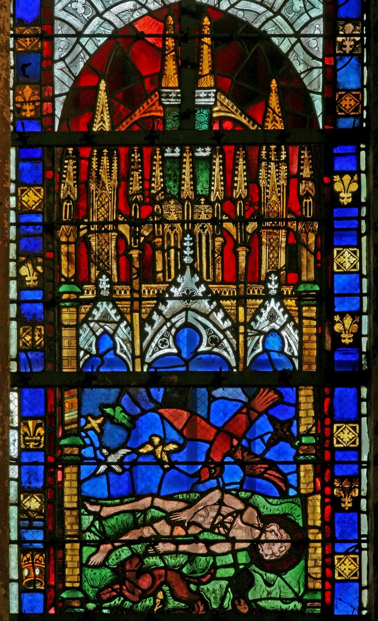 Corpse of St Vincent Being Abandoned and Protected from the Animals by a Raven (Window W10) by French School