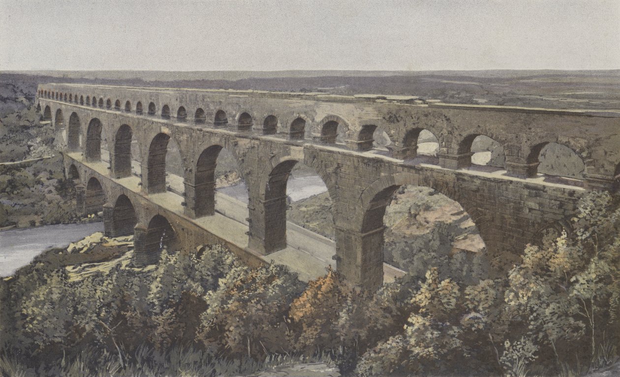 Remoulins, Roman Aqueduct Bridge over the Gardon by French Photographer