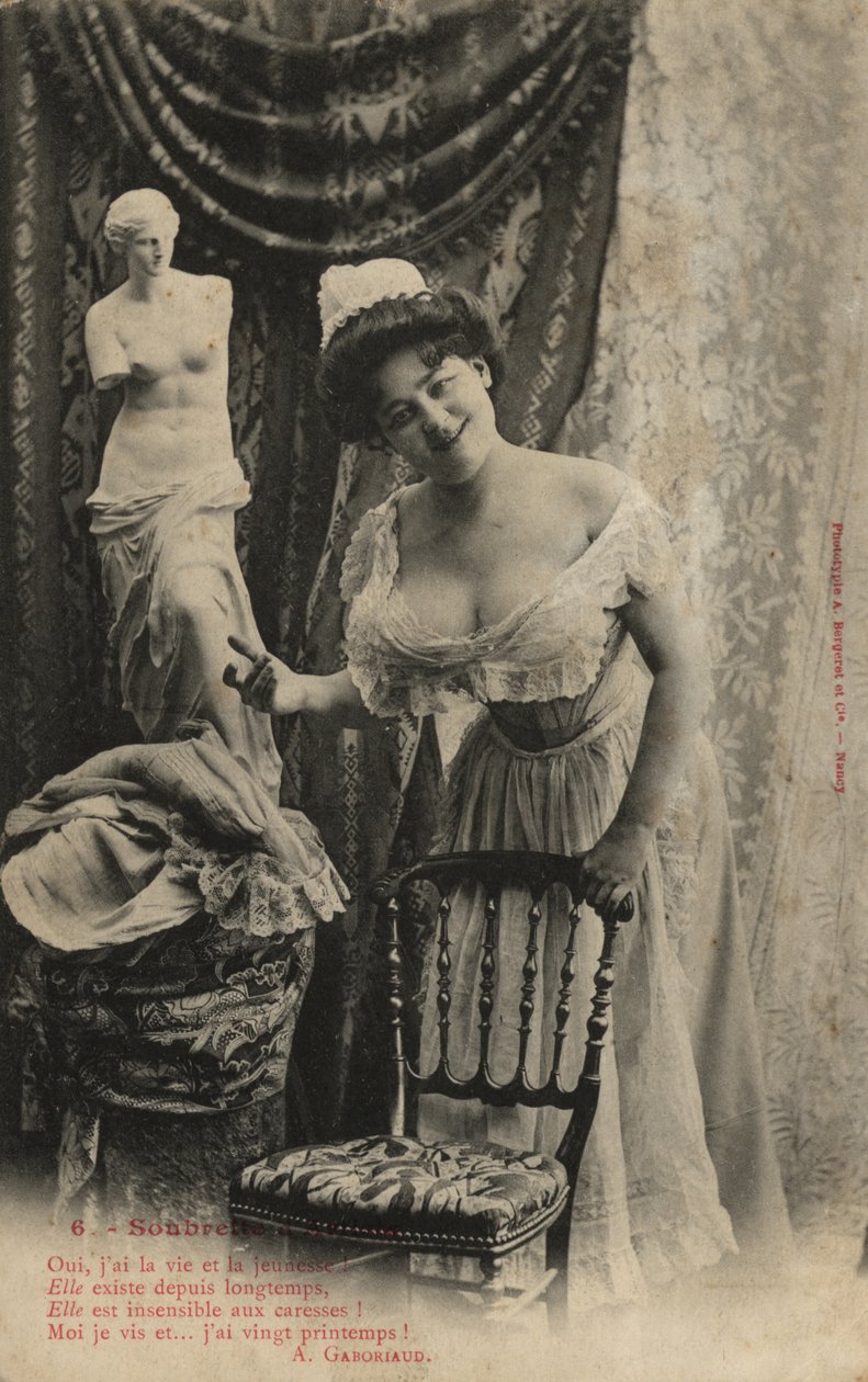 Woman with Venus De Milo statue by French Photographer