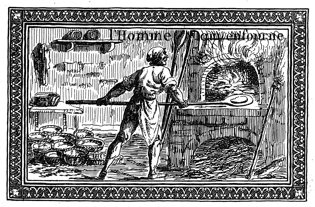 A Vignette Depicting Bread Making by French School
