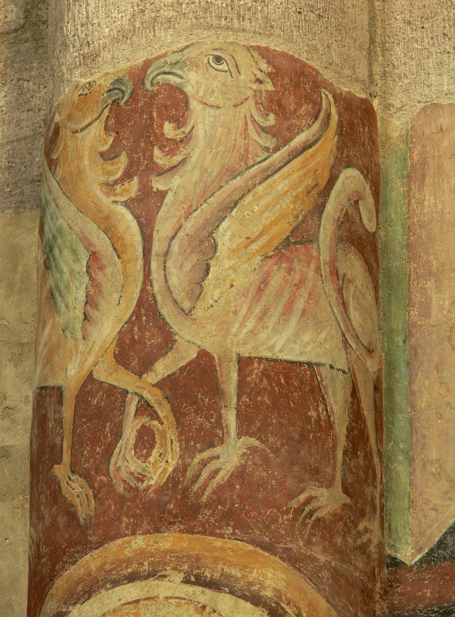 Depicting an internal view with wall paintings by French School