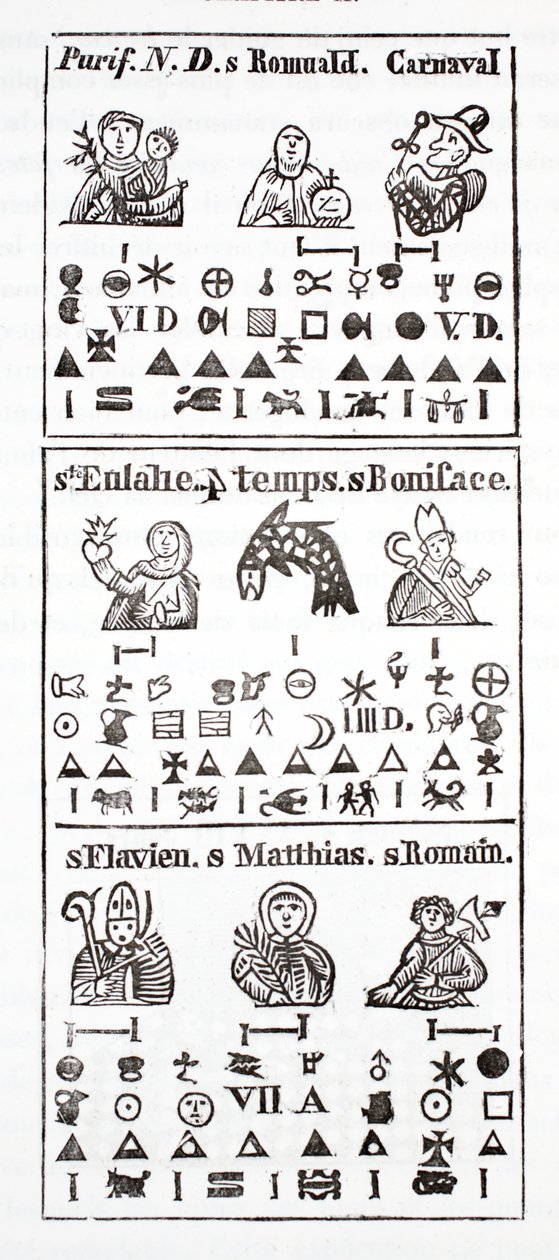 Hieroglyphic Characters in an Almanac by French School