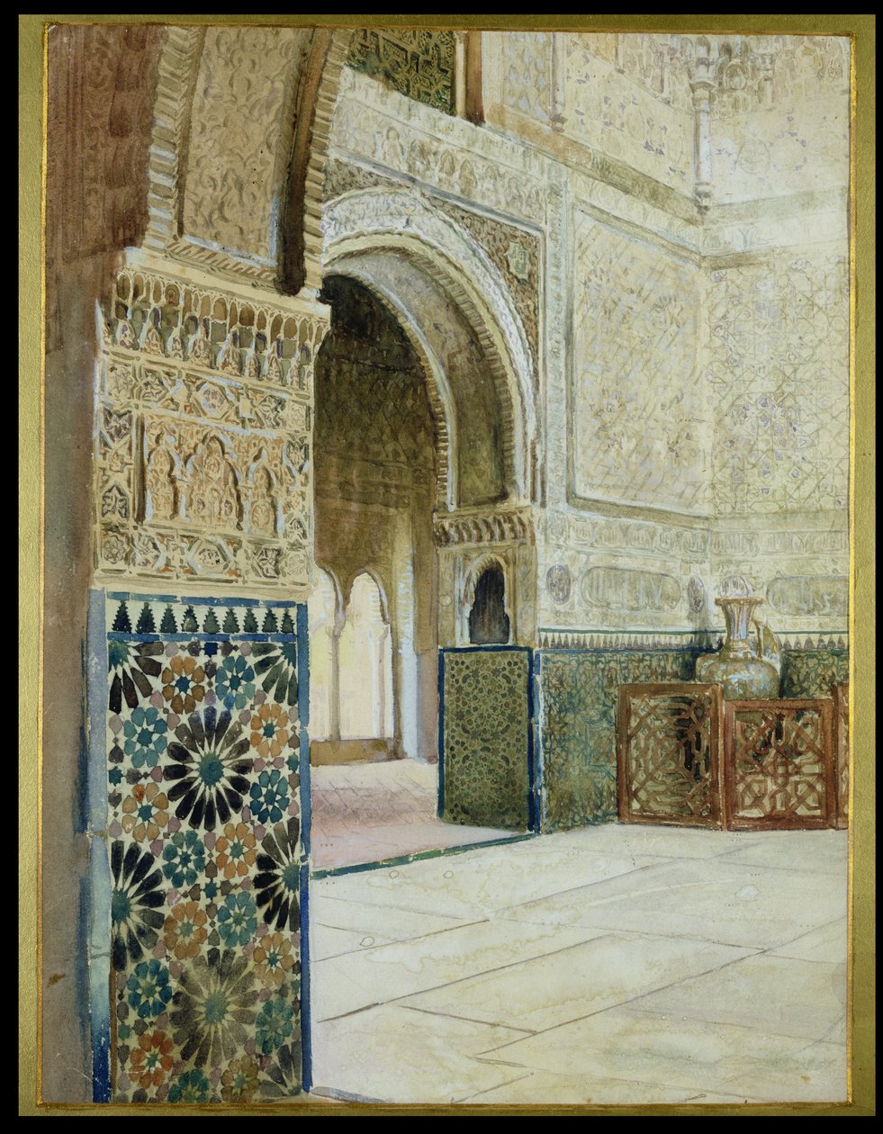 Interior of the Alhambra, Granada by French School
