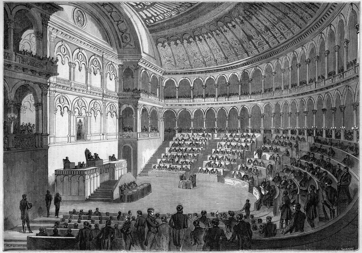 Internal view of the Italian Parliament, Turin by French School