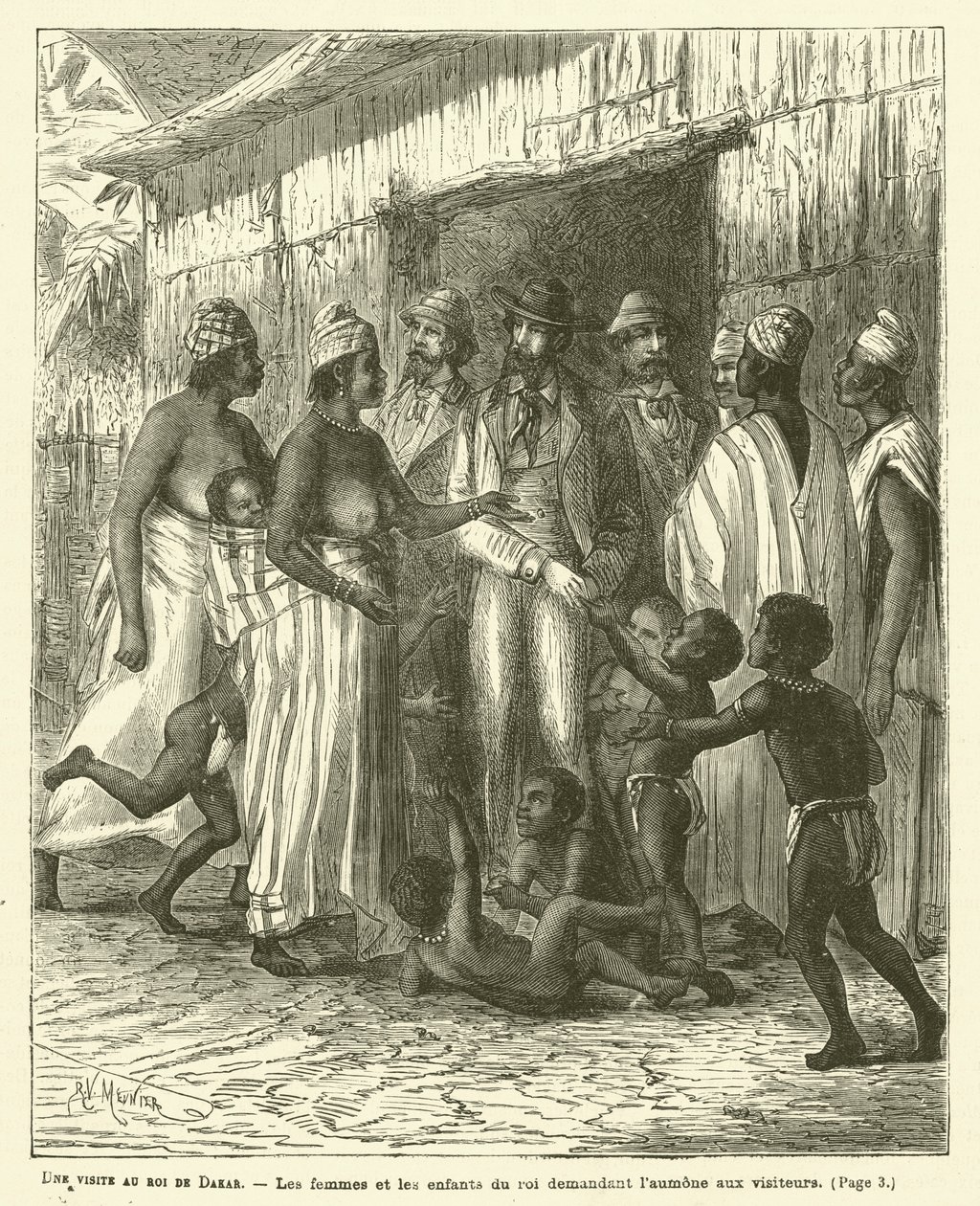 A Visit to the King of Dakar (engraving) by French School