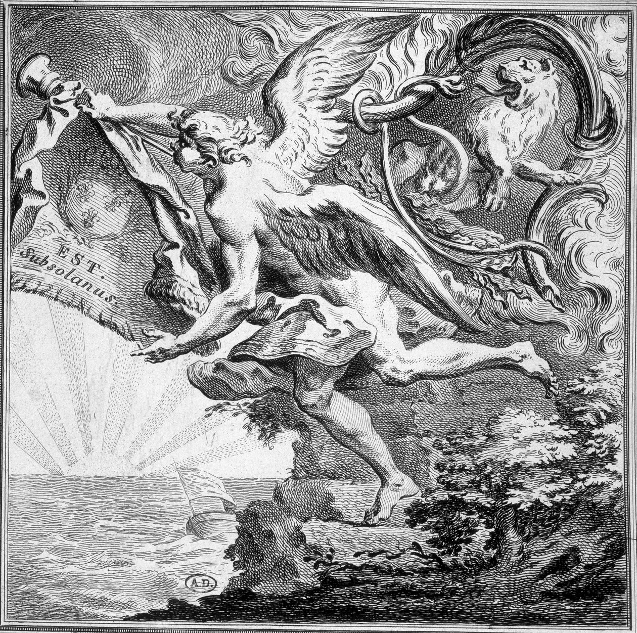 East Wind - engraving by French School