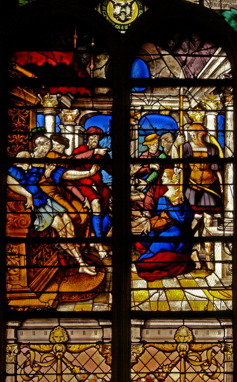 Window w17 depicting the Judgement of Solomon by French School