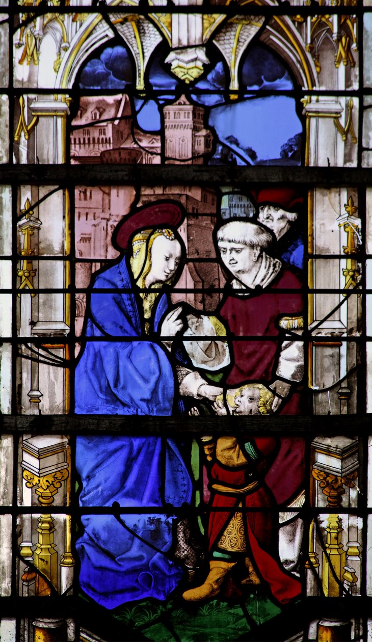 Window depicting a recomposed panel by French School