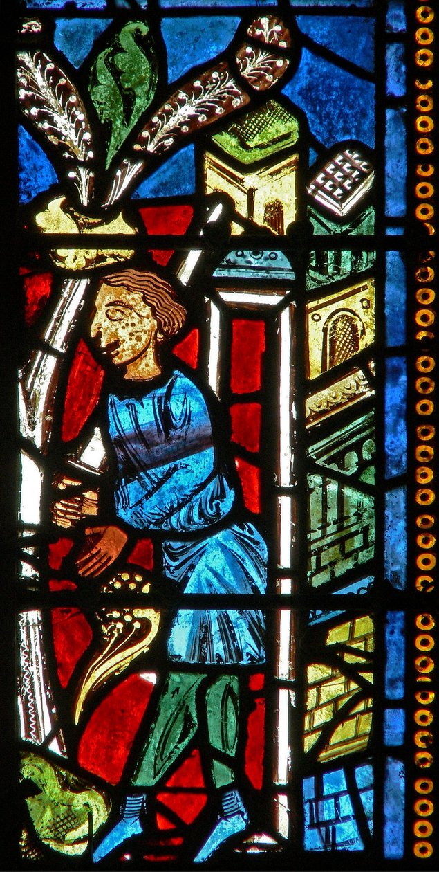 Window wXX depicting a persecuter sets out by French School