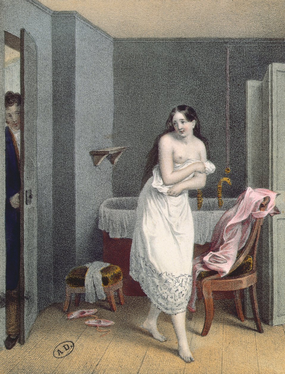 Woman Getting out of her Bath by French School