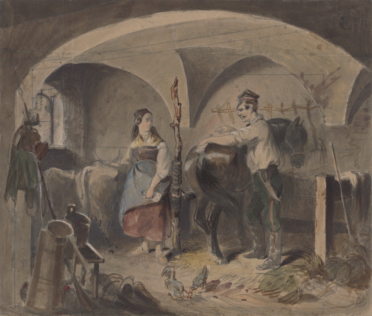 In the Stables II by Friedrich Carl von Scheidlin