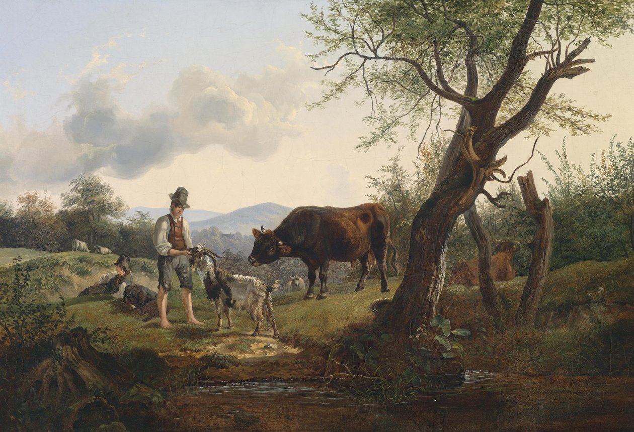 Shepherd with Goat by Friedrich Gauermann