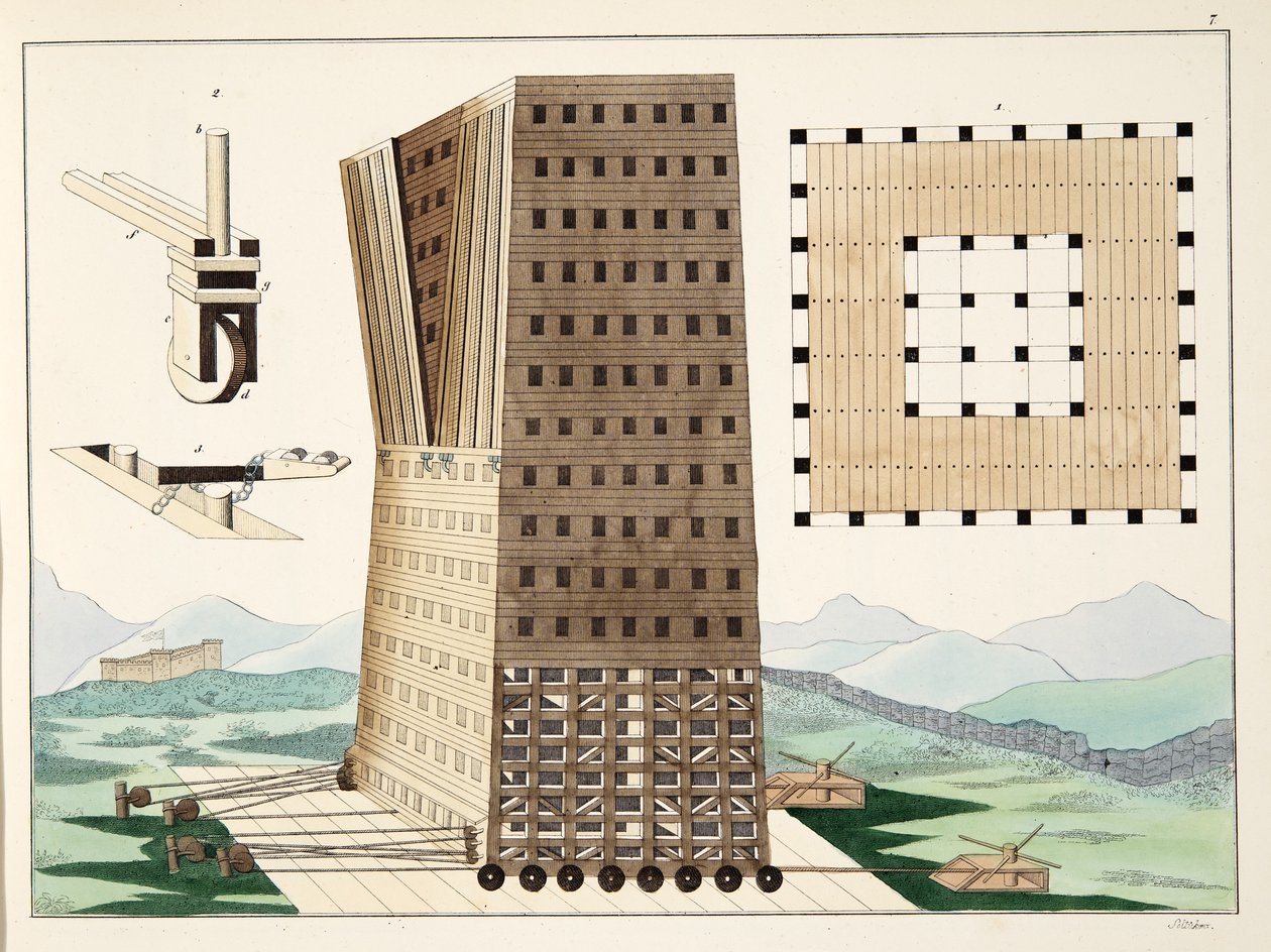 Tower of Demetrius Poliorcetes during the Siege of Rhodes in 305 BC, plate from 