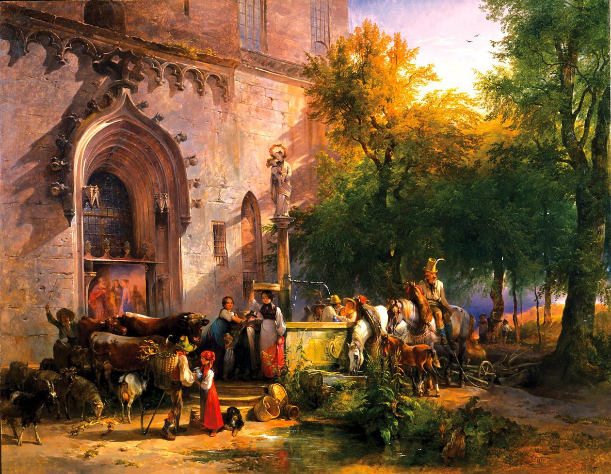 At the Monastery Fountain by Friedrich August Matthias Gauermann