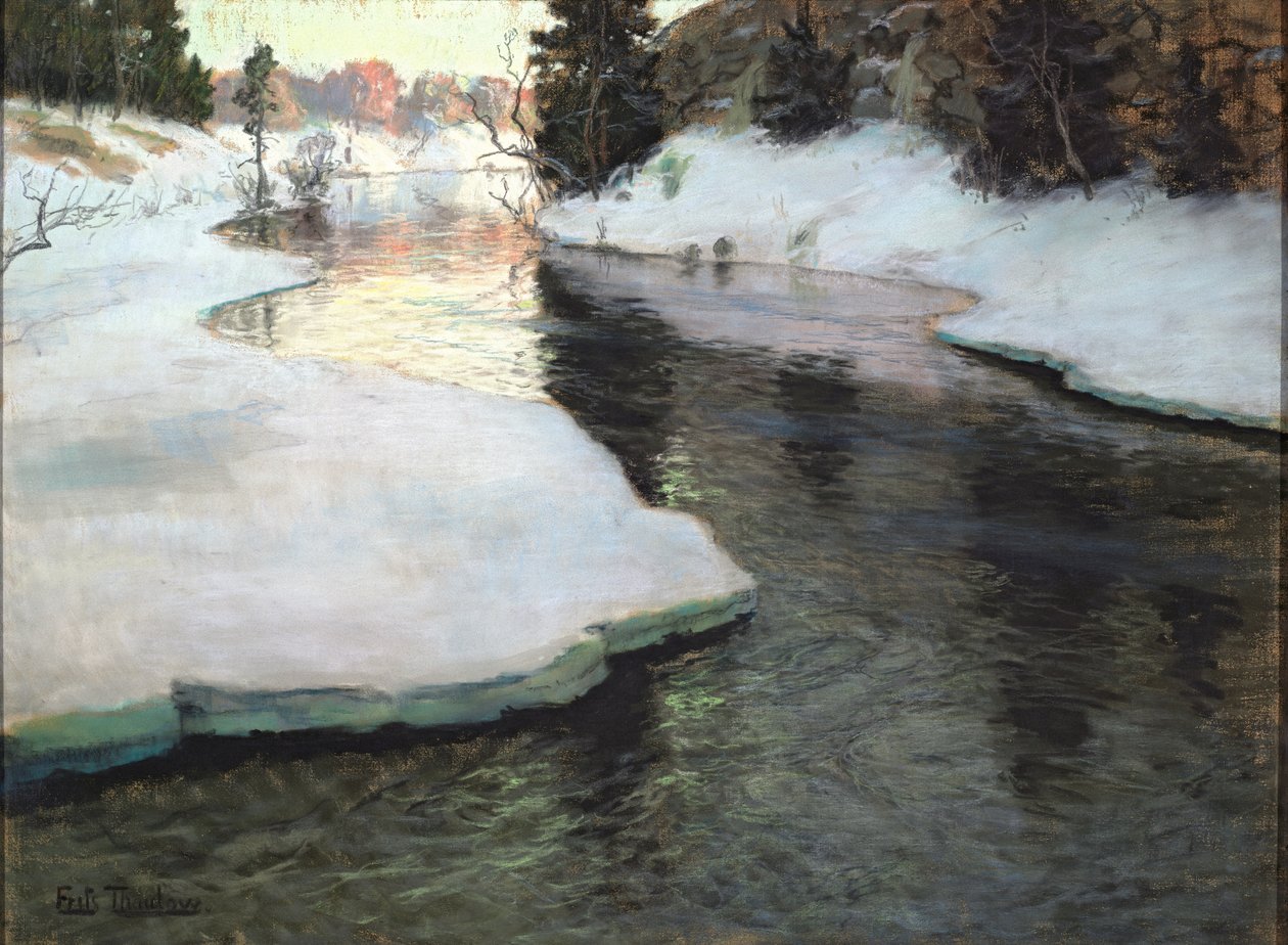 Mountain Stream, Winter by Frits Thaulow