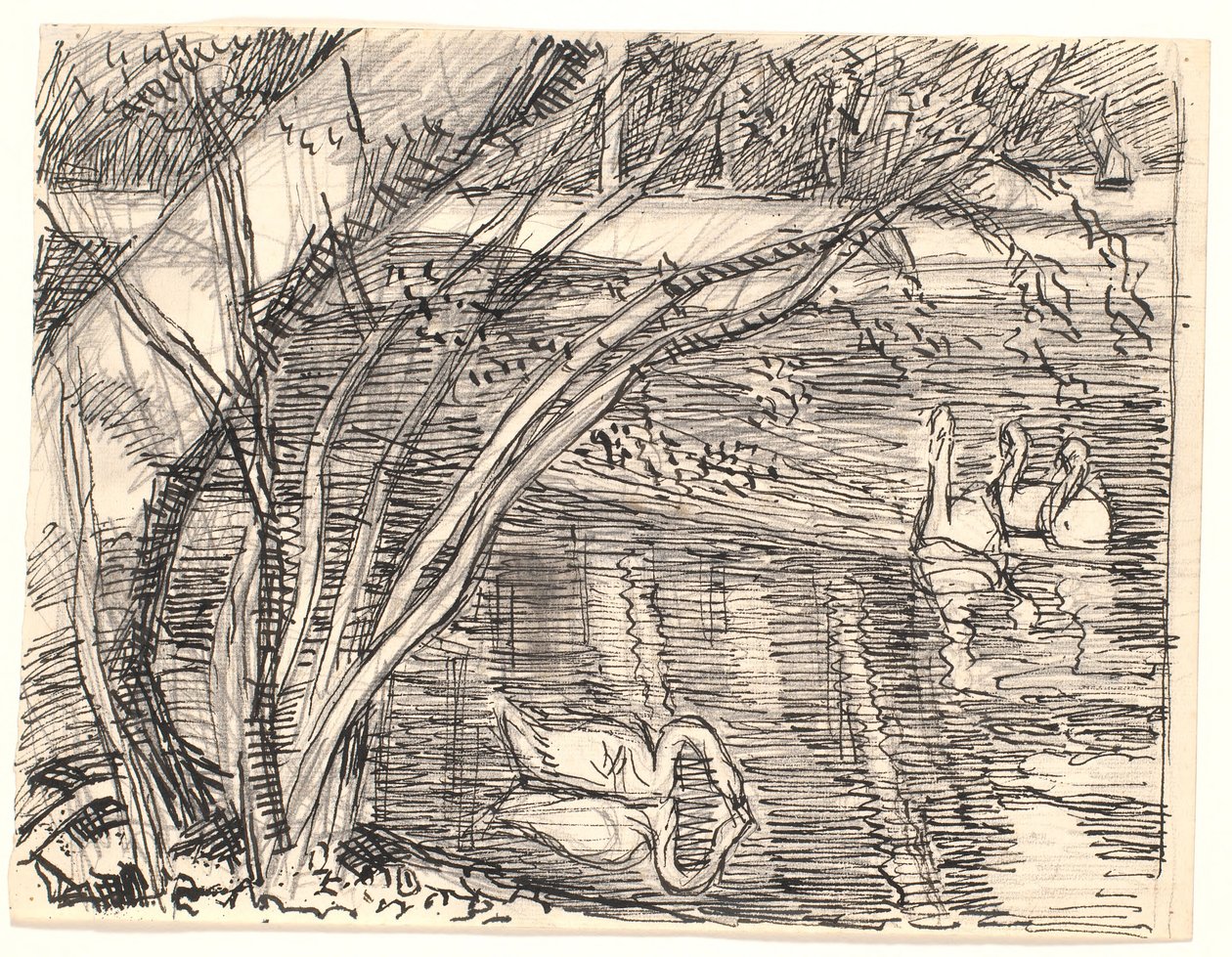 A Lake with Four Swans by Fritz Syberg