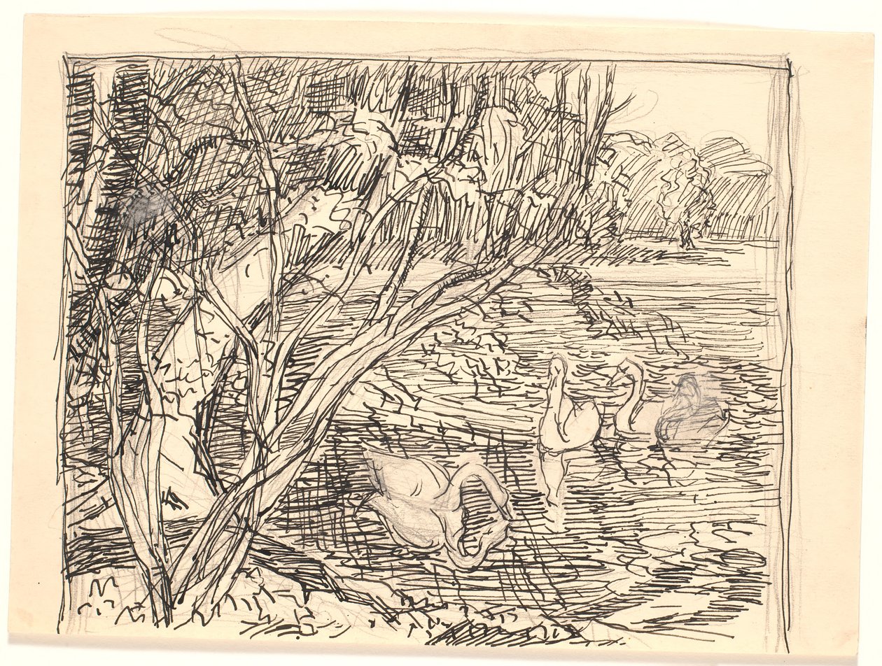 A Lake with Four Swans by Fritz Syberg