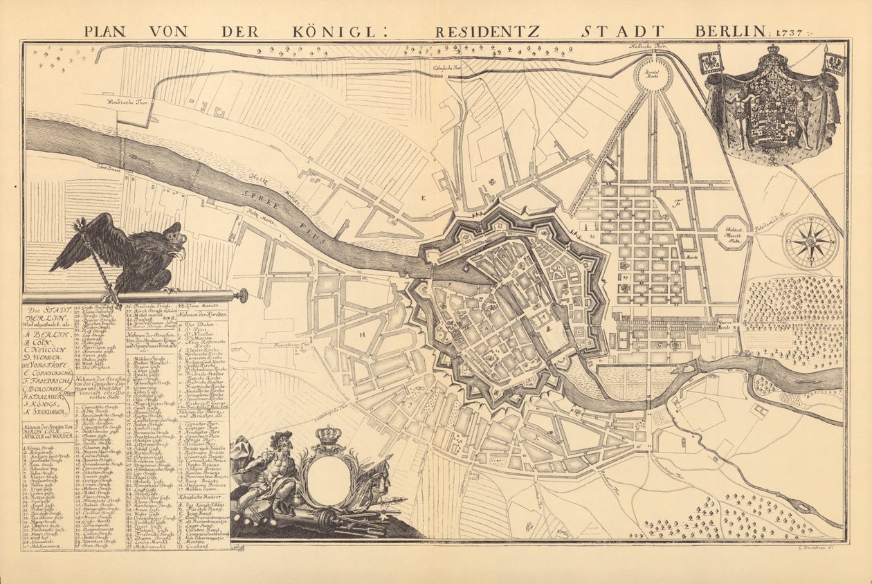 Map of Berlin, 1737 by G. Dusableau