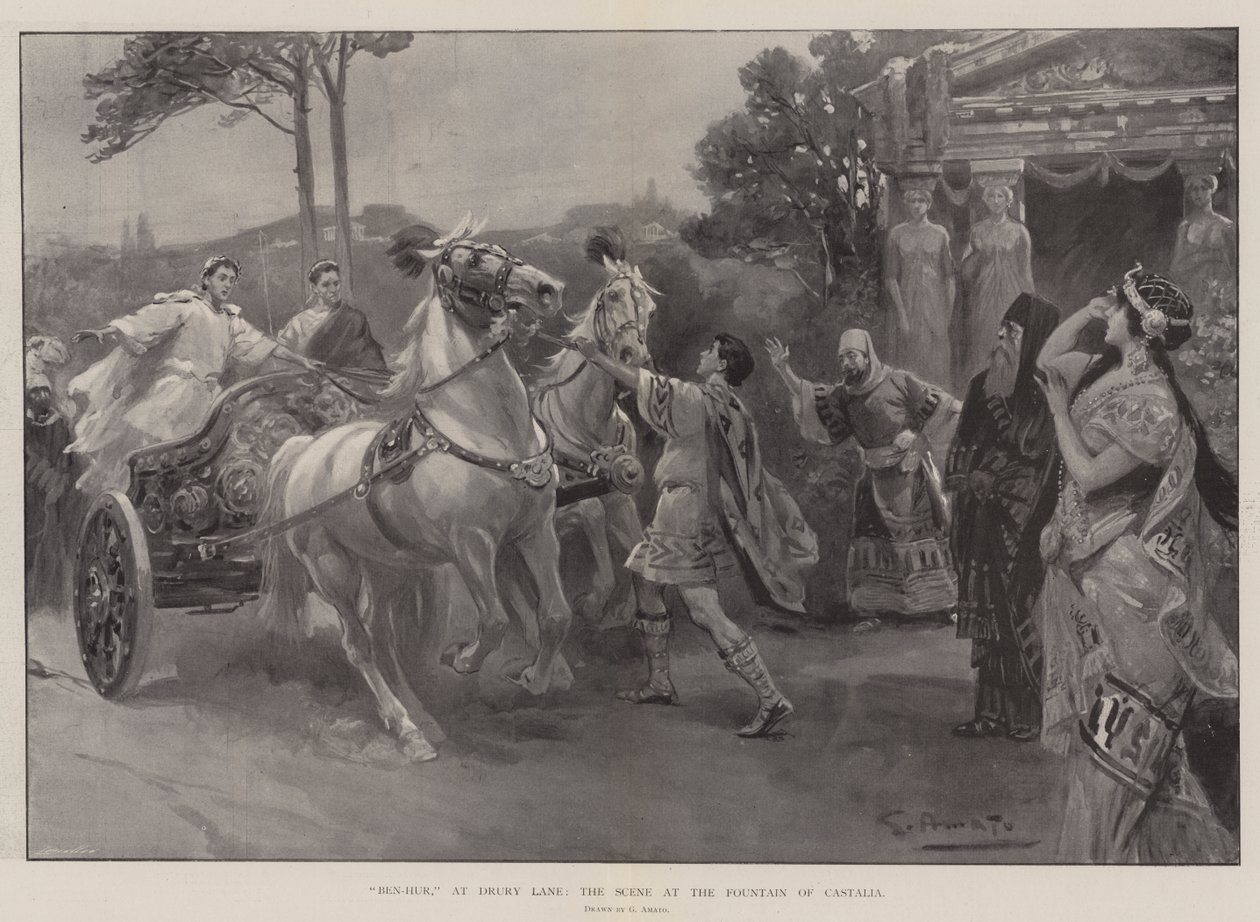 Ben-Hur, at Drury Lane, the Scene at the Fountain of Castalia by G.S. Amato