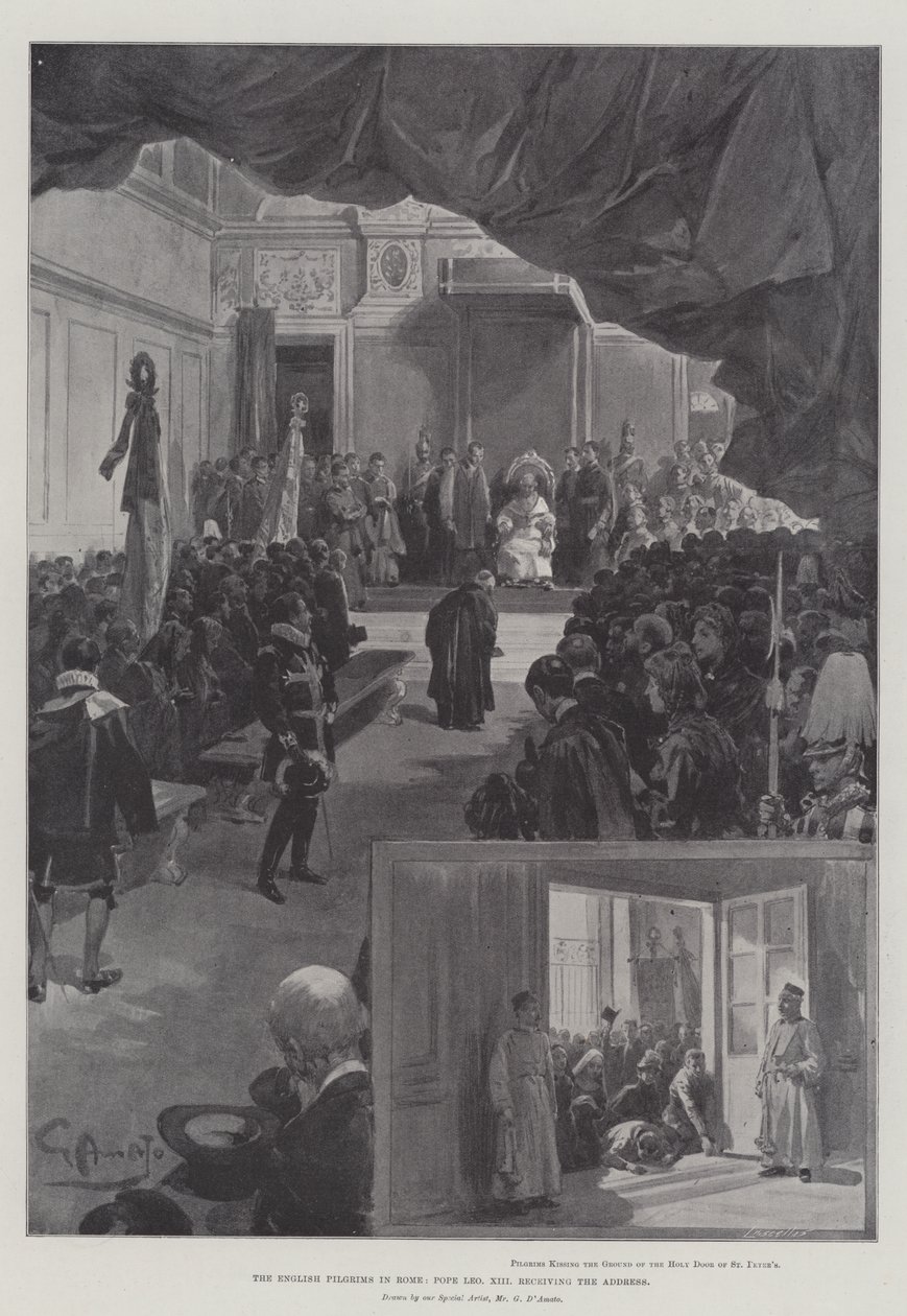 The English Pilgrims in Rome, Pope Leo XIII receiving the Address by G.S. Amato