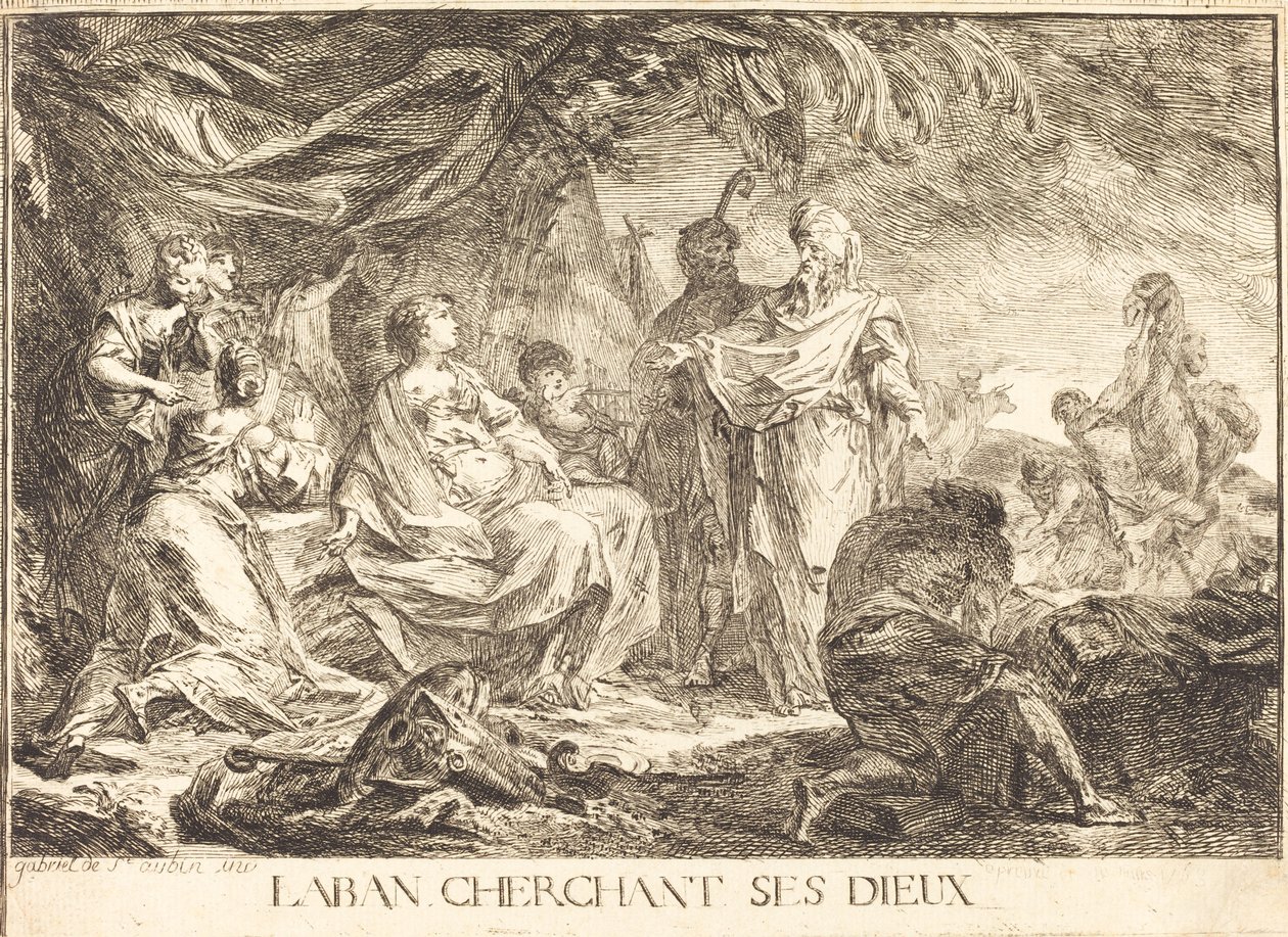 Laban Searching for His Gods by Gabriel Jacques de Saint Aubin