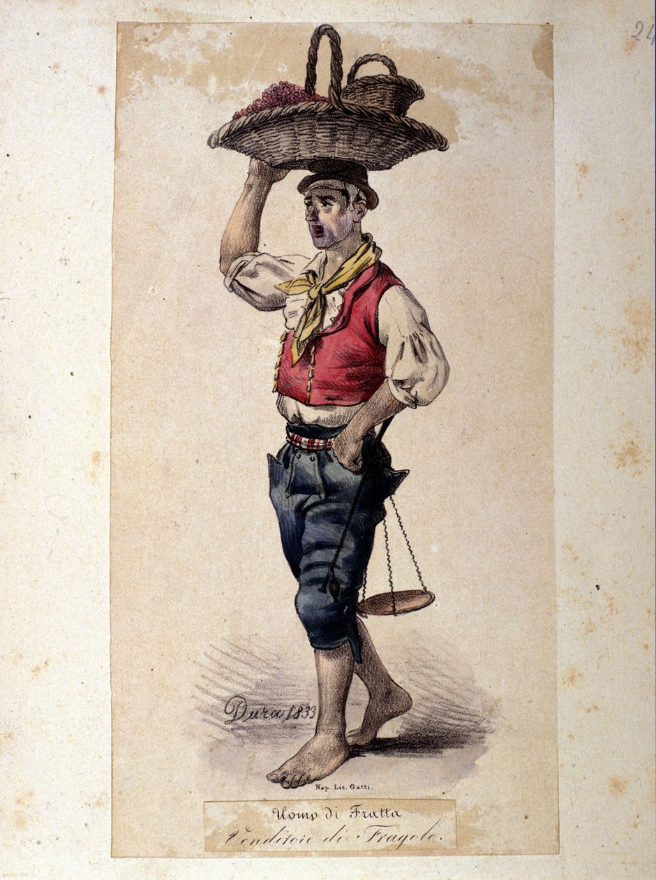 Strawberry seller, Neapolitan costumes by G. Dura by Gaetano Dura