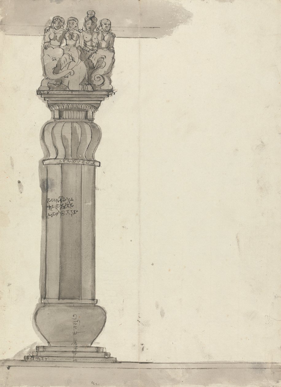 Drawing of a Column from Ekvera by Gangaram Chintaman Tambat
