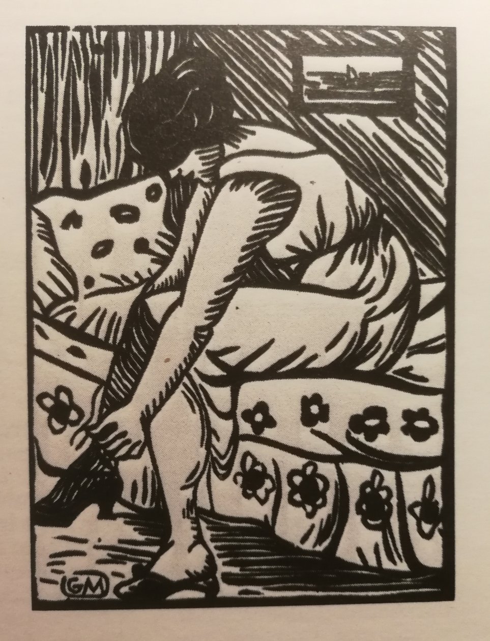 Woman Pulling Up Her Stockings, Wood Engraving, from Galerie Barbery (Paris) by Gaspard Maillol