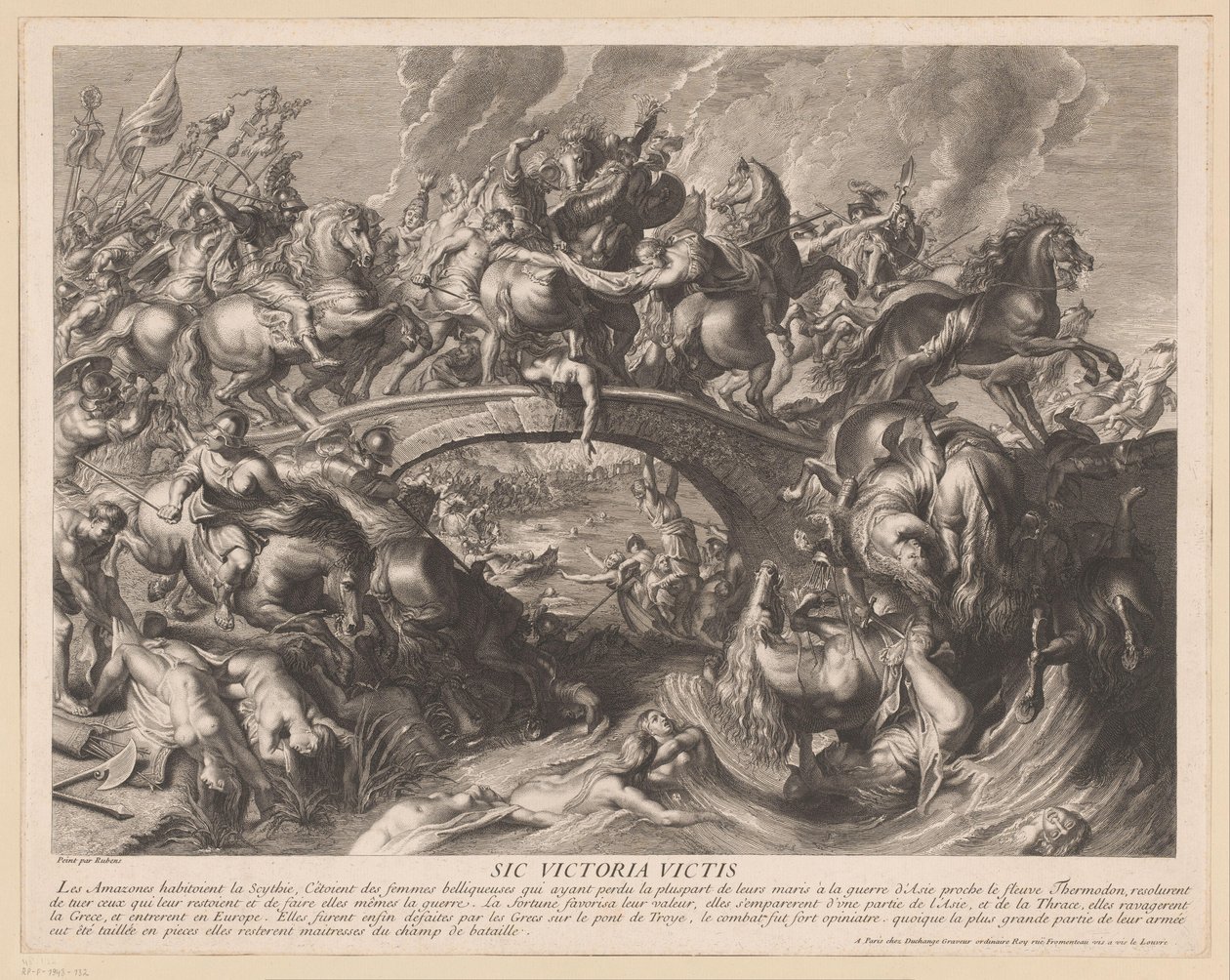 Amazon Battle on a Bridge by Gaspard Duchange (attributed to)