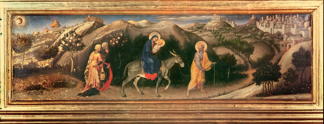 Adoration of the Magi Altarpiece, Central Predella Flight into Egypt by Gentile da Fabriano