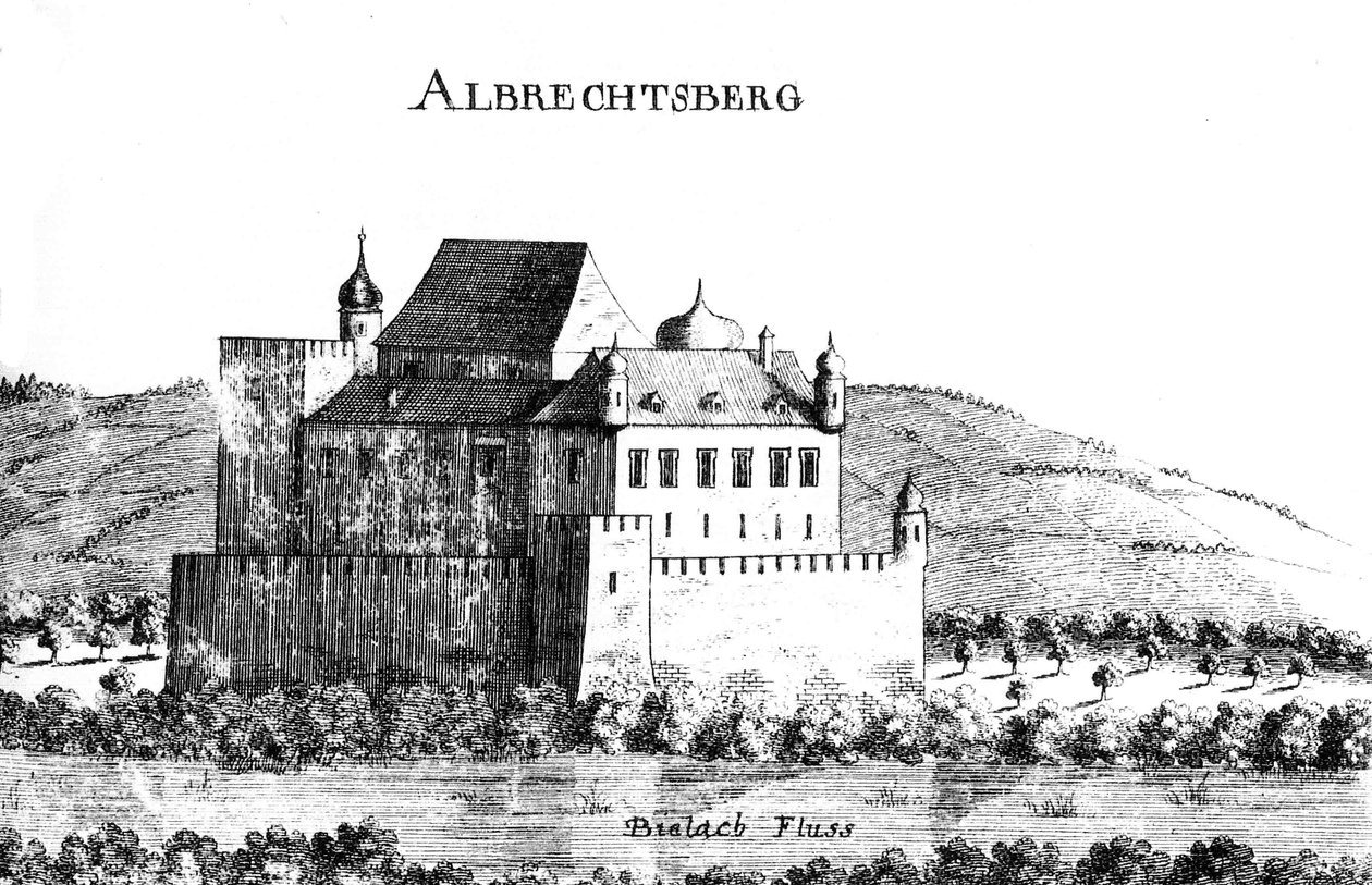 Vischer Engraving of Albrechtsberg Castle around 1672 by Georg Matthaus Vischer