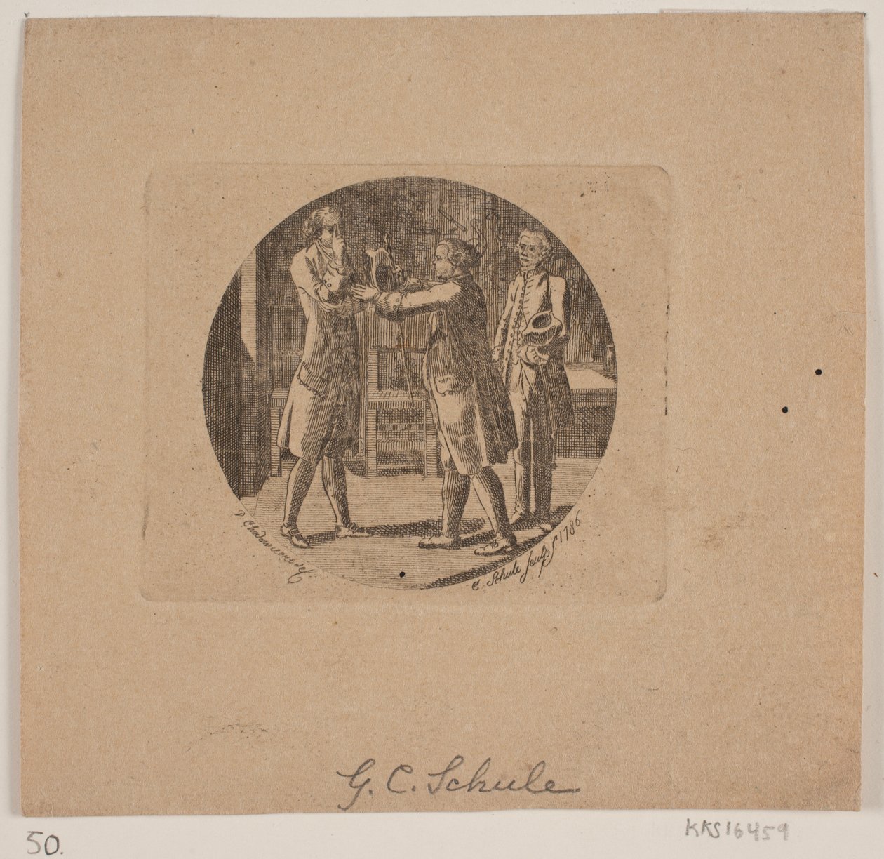 Vignette with Three Men by Georg Christian Schule