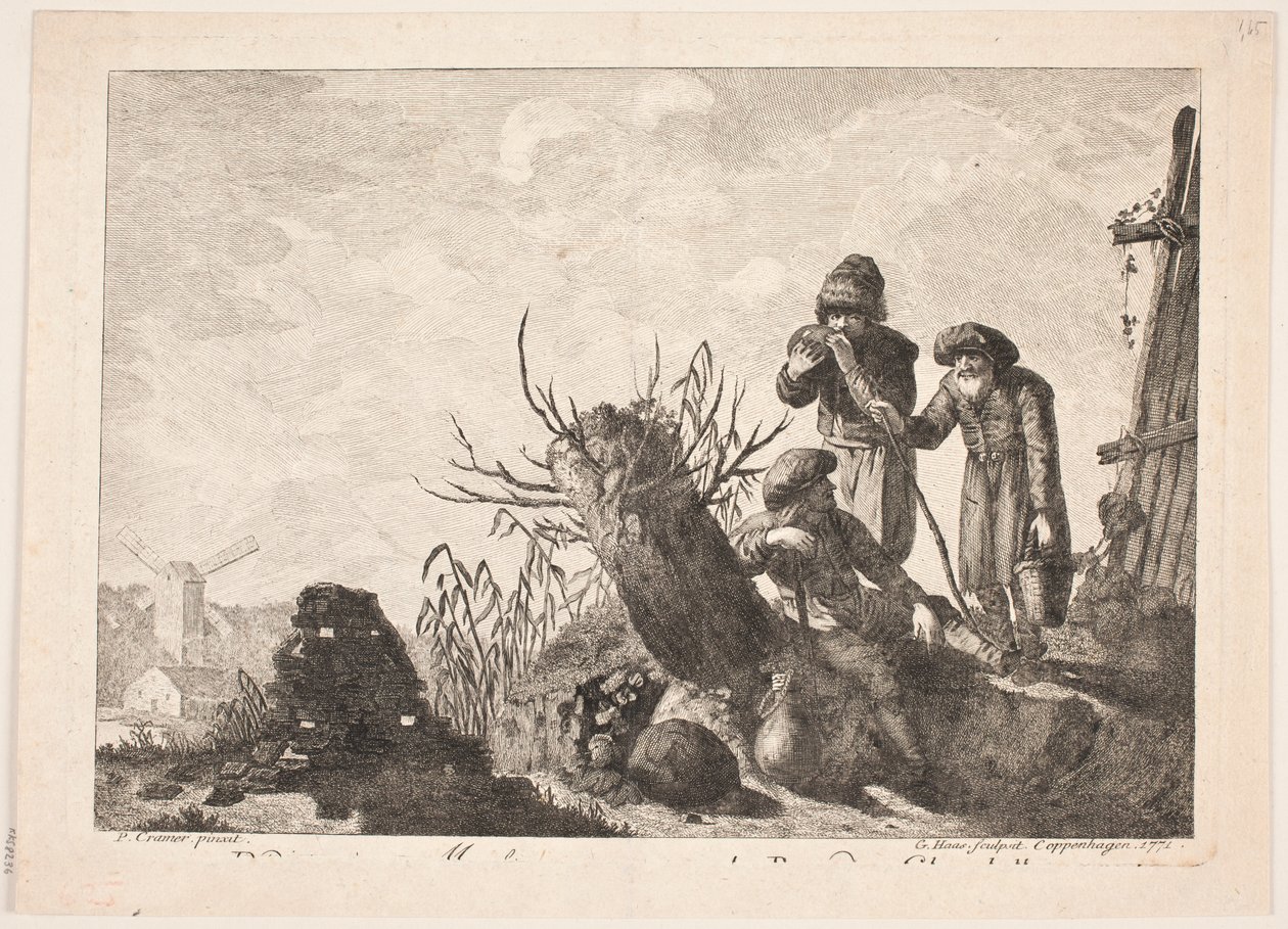 Three Peasants in a Landscape by Georg Haas