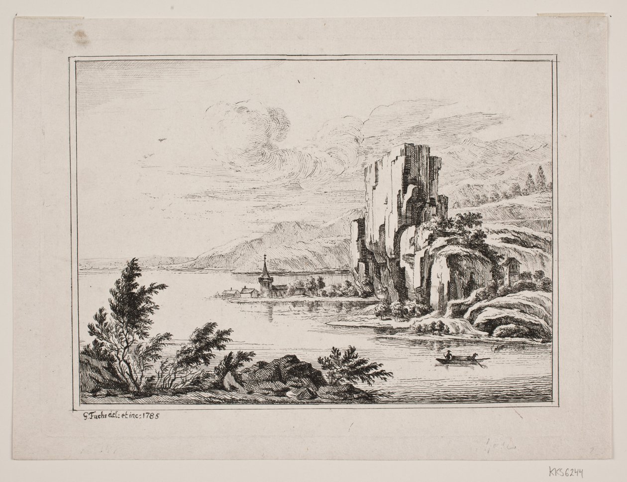Mountain Landscape by a Lake by Georg Mathias Fuchs