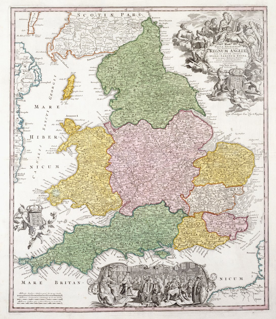 A Map of England by Georg Matthäus Seutter
