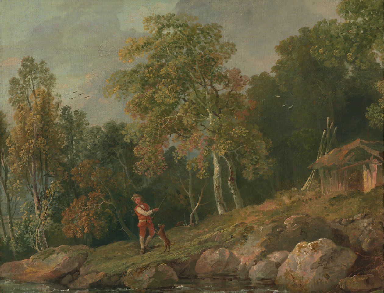 Wooded Landscape with a Boy and His Dog by George Barret