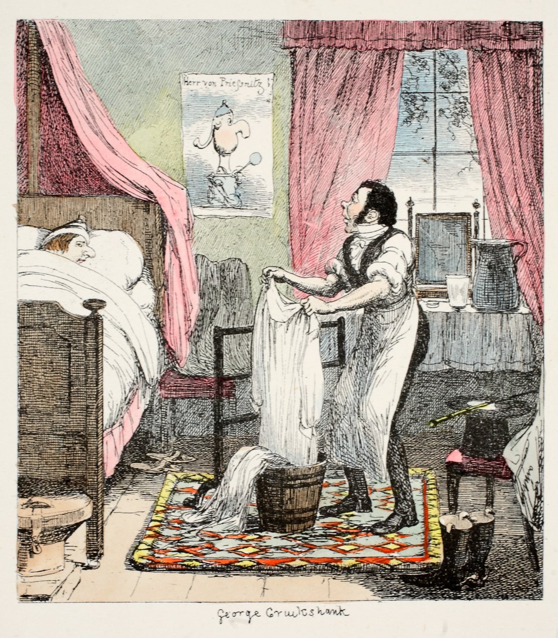 Mr. Lambkin Being Tired of the Old-Fashioned Regular Practice, and Being So Fortunate as to Live in the Days When the Real Properties of Water are Discovered, Places Himself Under a Disciple of the Im by George Cruikshank