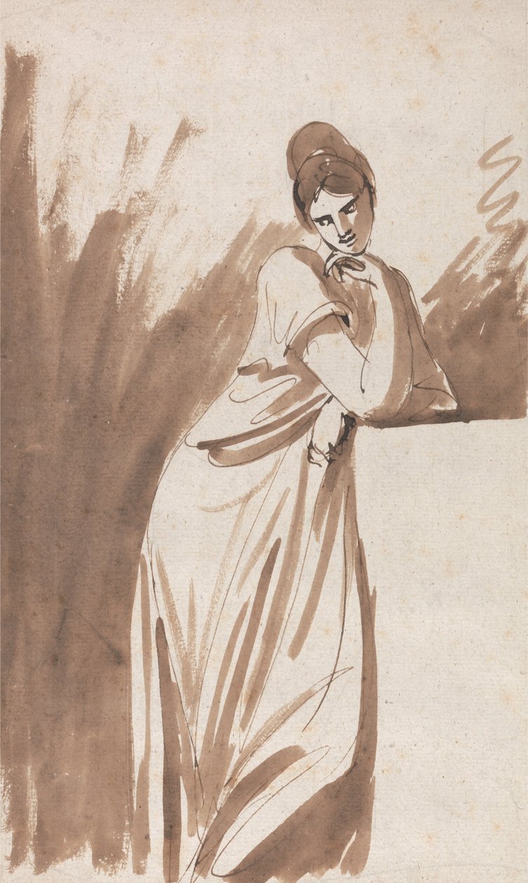 Lady Leaning on a Column (Possibly a Sketch for Miss Woodley) by George Romney